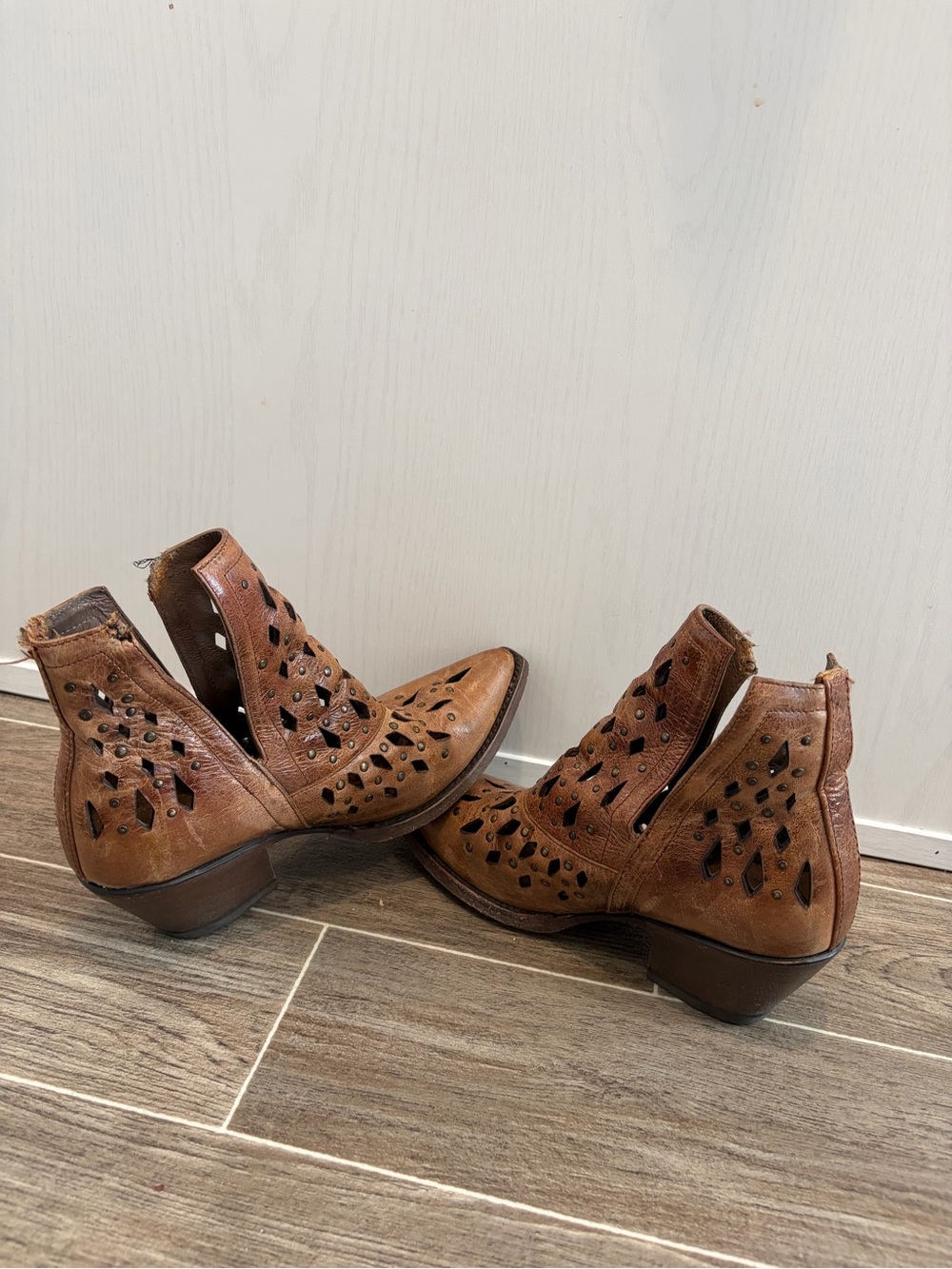 Ariat Tan Brown Cutout Western Ankle Boots